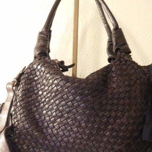 LANGELLOTTI Italy Woven and Distressed Leather bag